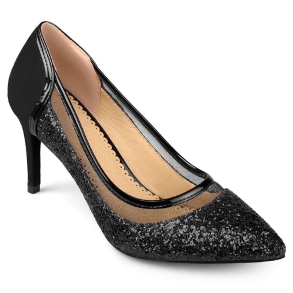 Elegant Black Glitter Pumps NWT